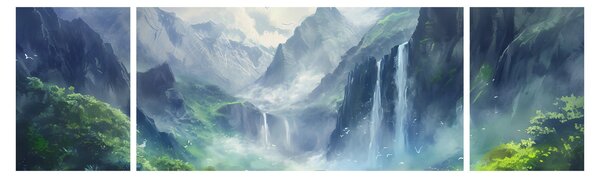 Obraz - Dolina wodospadów (170x50 cm)
