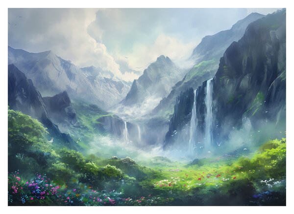 Obraz na szkle - Dolina wodospadów (70x50 cm)