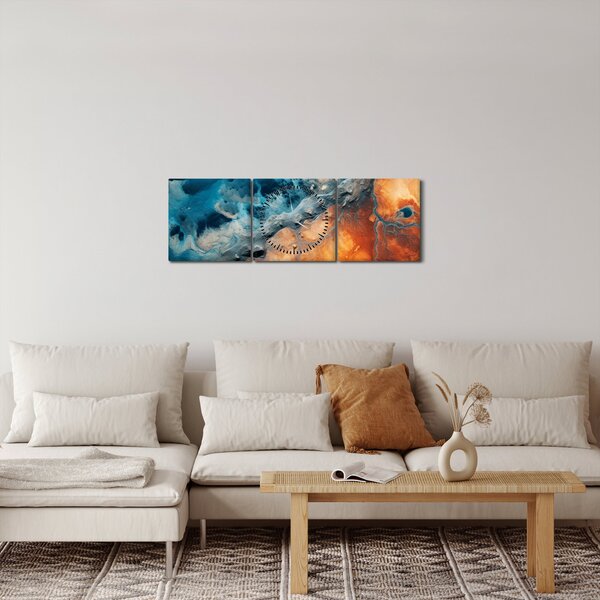 Obraz - Woda i ogień (z zegarem) (90x30 cm)