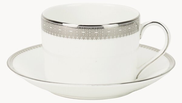 Filiżanka ze spodkiem z porcelany kostnej Vera Wang Lace Platinum
