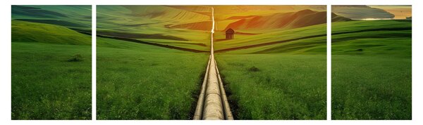 Obraz - Wschód słońca nad doliną (170x50 cm)