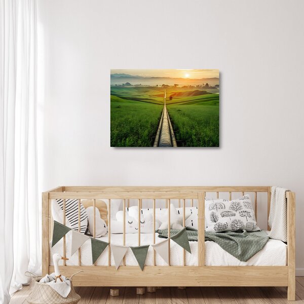Obraz na szkle - Wschód słońca nad doliną (70x50 cm)