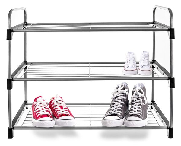 Srebrny metalowy regał na buty – Orion