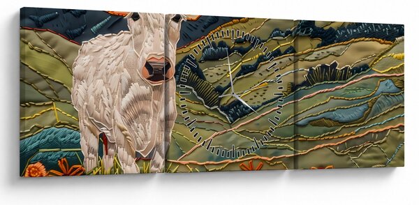 Obraz - Imitacja dzianego motywu (z zegarem) (90x30 cm)