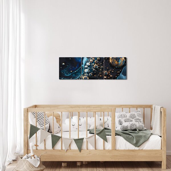 Obraz - Krople atramentu (z zegarem) (90x30 cm)