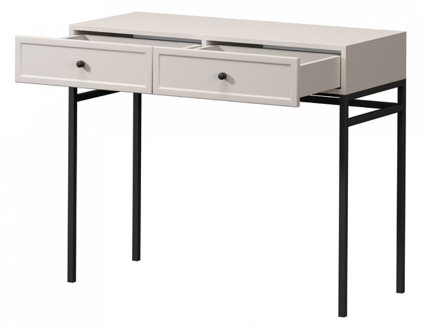 Konsola Lorini 100 cm z szufladami - kaszmir / czarne uchwyty / stelaż