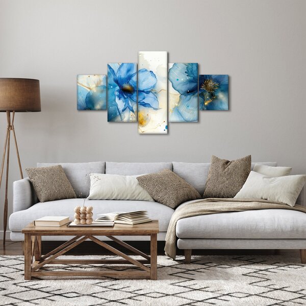 Obraz - Kwiatowy, malowany tuszem (125x70 cm)