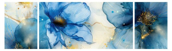 Obraz - Kwiatowy, malowany tuszem (170x50 cm)