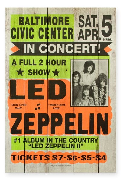 Tabliczka z drewna sosnowego Really Nice Things Led Zeppeling, 60x40 cm