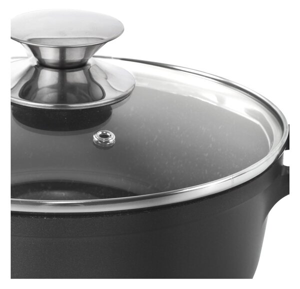 Garnek z powierzchnią nieprzywierającą Pfluon Granit i szklaną pokrywką Orion Grande, ⌀ 20 cm