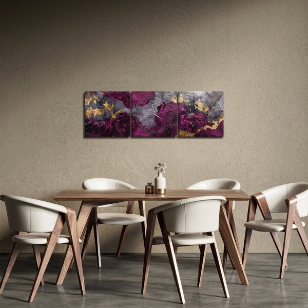 Obraz - Teksturowanie abstrakcji (z zegarem) (90x30 cm)
