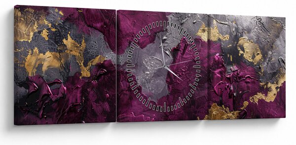 Obraz - Teksturowanie abstrakcji (z zegarem) (90x30 cm)