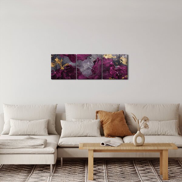 Obraz - Teksturowanie abstrakcji (z zegarem) (90x30 cm)