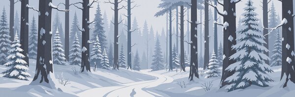 Fototapeta Zasypana śniegiem droga w lesie, Fototapety Natura, Popularne Fototapety, t00816 - Tapeko.pl