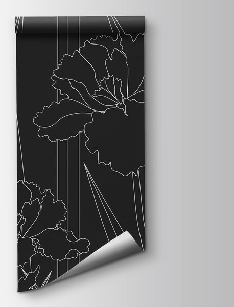Fototapeta Czarno-biały wzór kwiatowy, Fototapety Abstrakcja, Popularne Fototapety, t00820 - Tapeko.pl