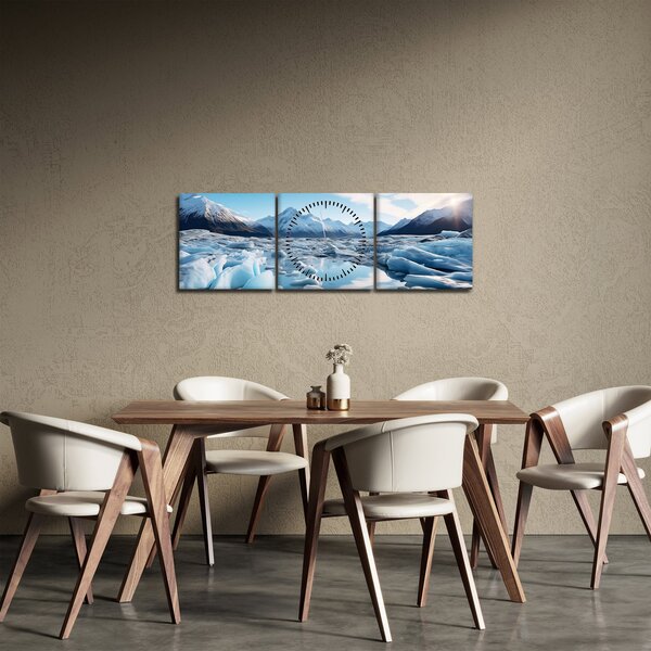 Obraz - Formacje lodowcowe (z zegarem) (90x30 cm)