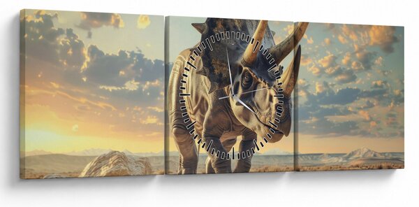 Obraz - Triceratops (z zegarem) (90x30 cm)