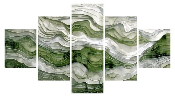 Obraz - Zielone i białe zmarszczki (125x70 cm)