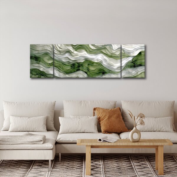 Obraz - Zielone i białe zmarszczki (170x50 cm)