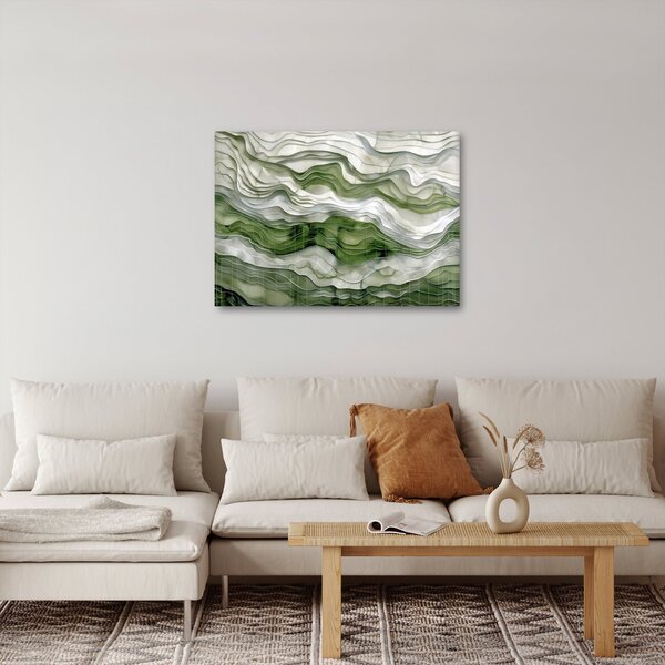 Obraz - Zielone i białe zmarszczki (70x50 cm)