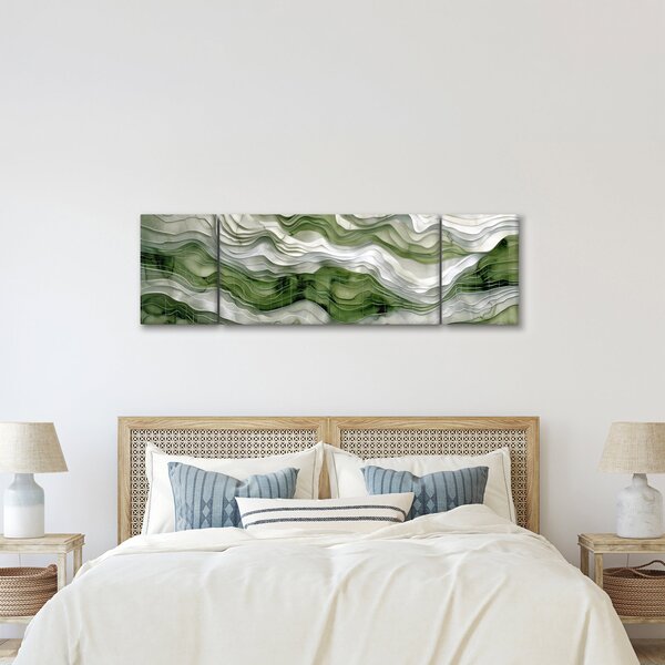 Obraz - Zielone i białe zmarszczki (170x50 cm)