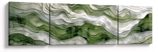 Obraz - Zielone i białe zmarszczki (170x50 cm)