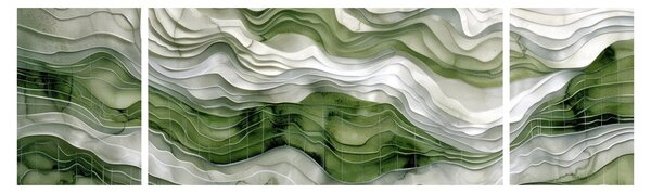 Obraz - Zielone i białe zmarszczki (170x50 cm)
