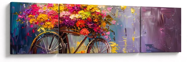 Obraz - Koło z kwiatami (170x50 cm)