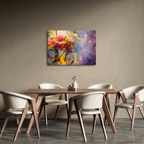 Obraz - Koło z kwiatami (70x50 cm)
