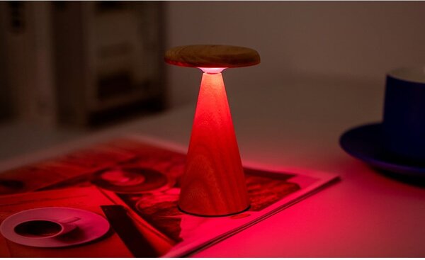 Lampa stołowa LED w naturalnym kolorze z drewnianym kloszem (wysokość 14 cm) Sylva – Gingko