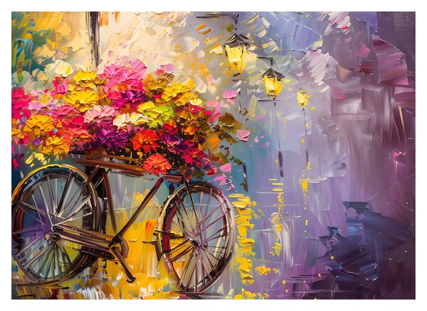 Obraz na szkle - Koło z kwiatami (70x50 cm)