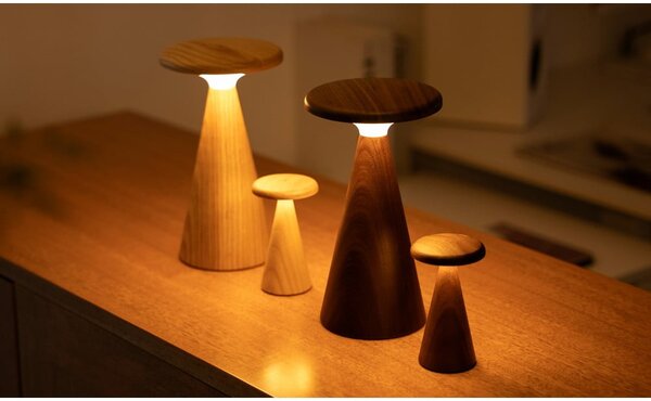 Lampa stołowa LED w naturalnym kolorze z drewnianym kloszem (wysokość 14 cm) Sylva – Gingko