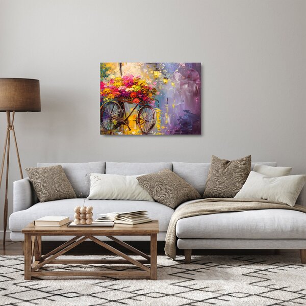 Obraz na szkle - Koło z kwiatami (70x50 cm)