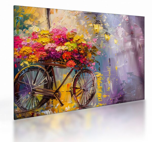 Obraz na szkle - Koło z kwiatami (70x50 cm)