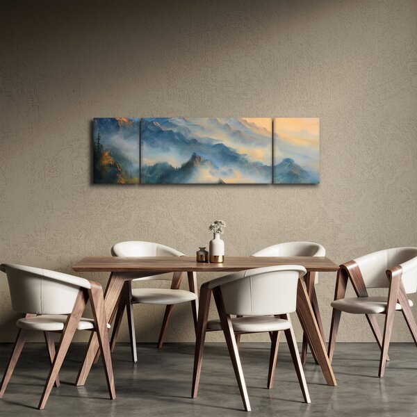 Obraz - Malowany górski krajobraz (170x50 cm)