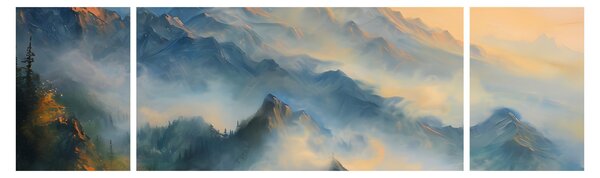 Obraz - Malowany górski krajobraz (170x50 cm)
