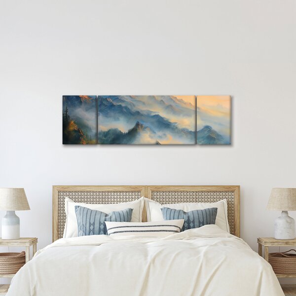 Obraz - Malowany górski krajobraz (170x50 cm)