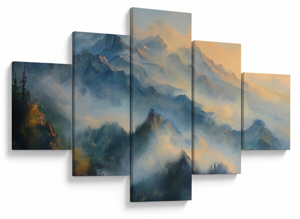 Obraz - Malowany górski krajobraz (125x70 cm)