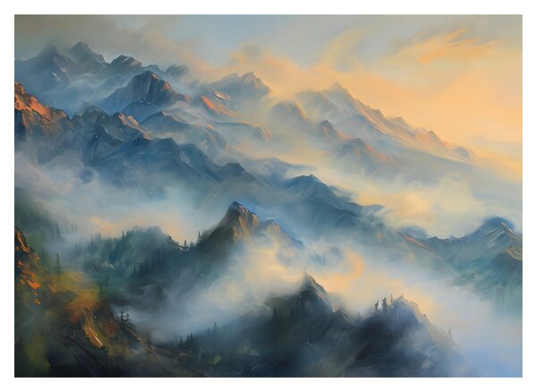 Obraz na szkle - Malowany górski krajobraz (70x50 cm)