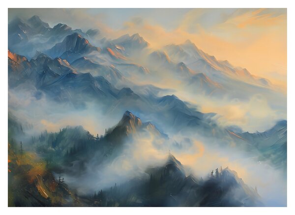 Obraz - Malowany górski krajobraz (70x50 cm)