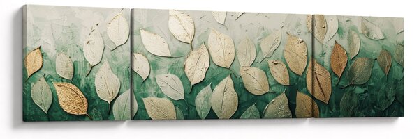 Obraz - Złoto-zielone liście (170x50 cm)