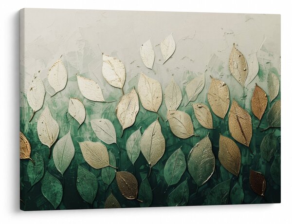 Obraz - Złoto-zielone liście (70x50 cm)