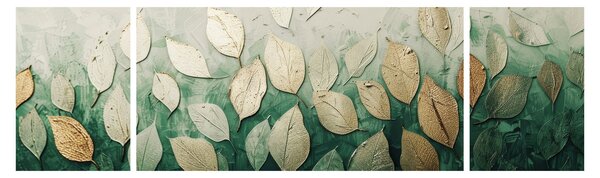 Obraz - Złoto-zielone liście (170x50 cm)