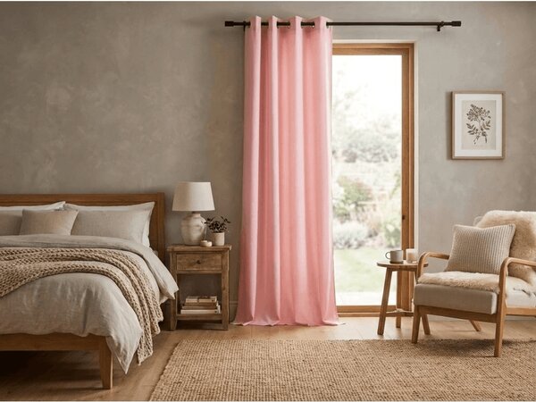 Zasłona OXFORD LIGHT 140x250 cm, różowa Zawieszanie: Taśma z wiązaniami