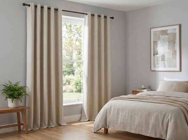 Biało-kremowa zasłona OXFORD 140x250 cm Zawieszanie: Taśma z wiązaniami