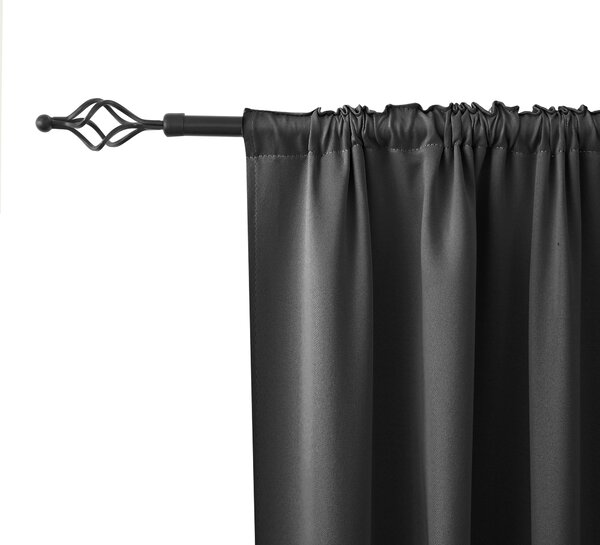 Czarna zasłona OXFORD 140x250 cm Zawieszanie: Metalowe pierścienie