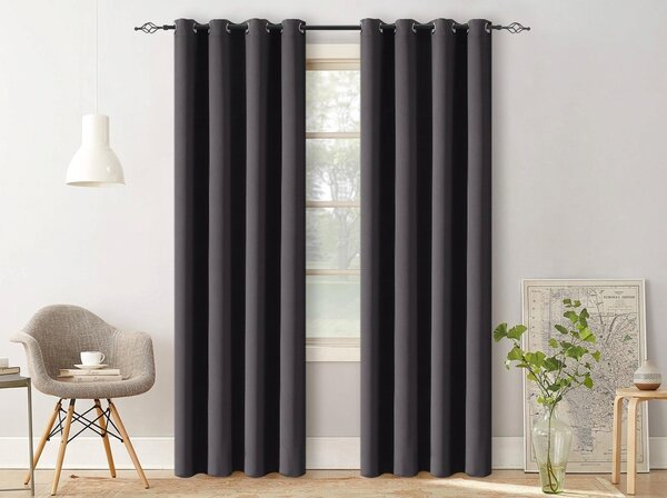 Czarna zasłona OXFORD 140x250 cm Zawieszanie: Metalowe pierścienie
