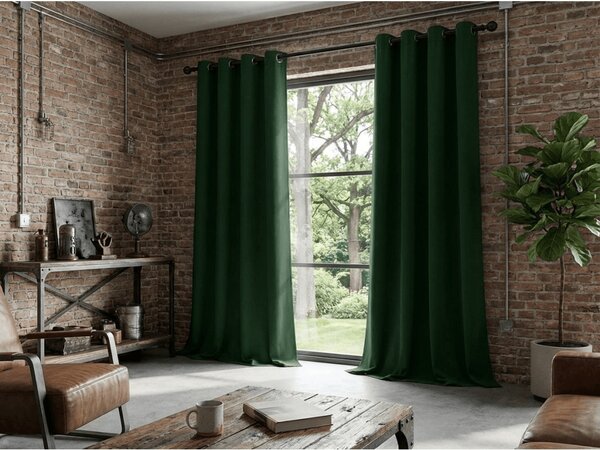 Zasłona OXFORD LIGHT 140x250 cm, ciemnozielony Zawieszanie: Taśma z wiązaniami