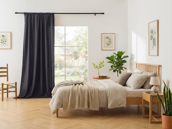 Zasłona OXFORD LIGHT 140x250 cm, ciemnoszara Zawieszanie: Taśma z wiązaniami
