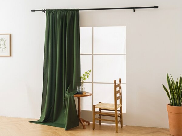 Zasłona OXFORD LIGHT 140x250 cm, ciemnozielony Zawieszanie: Taśma z wiązaniami